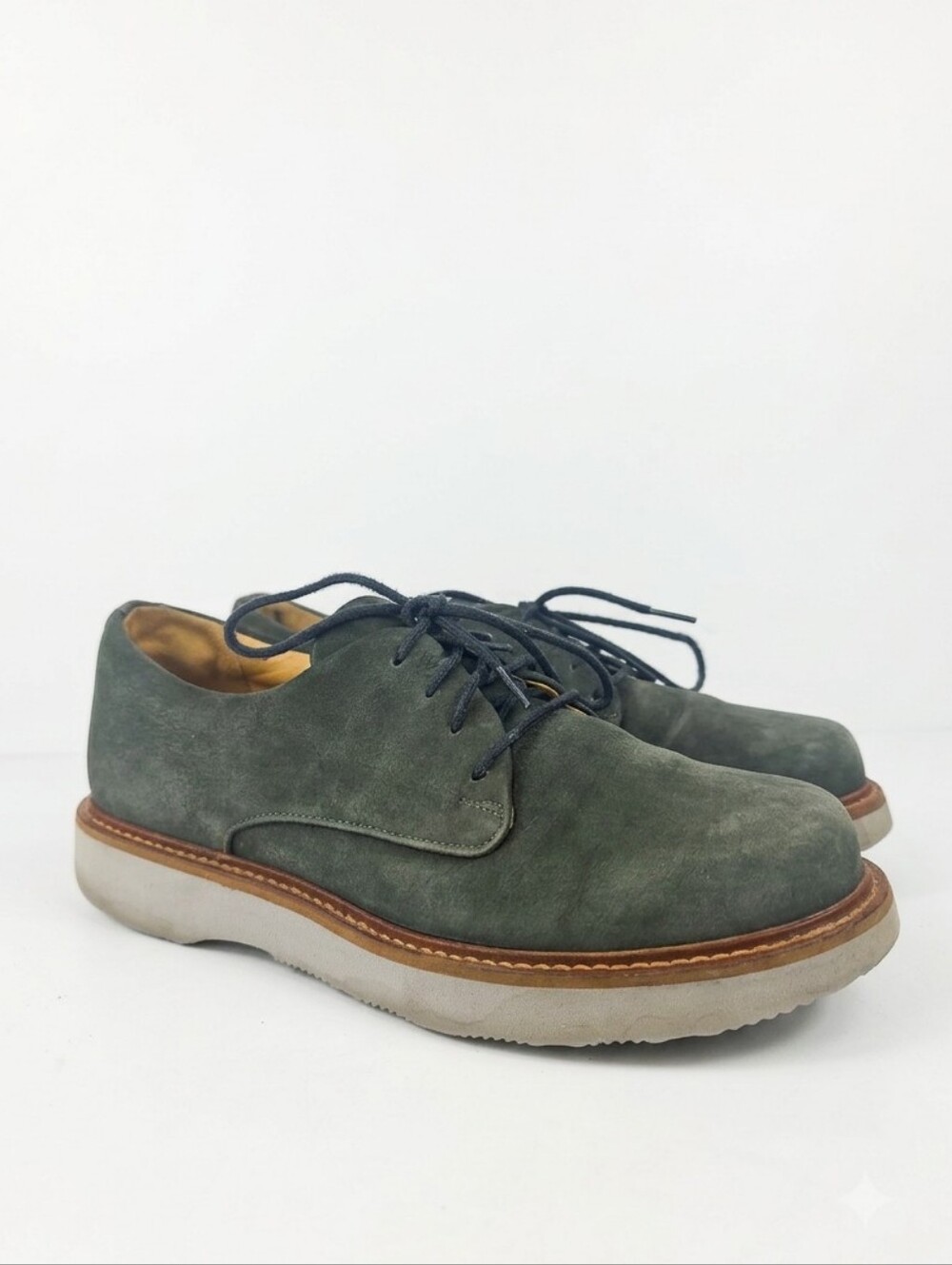 Samuel Hubbard Hubbard Free Oxford Dark Green Suede Vibram Sole Women's Size 7.5